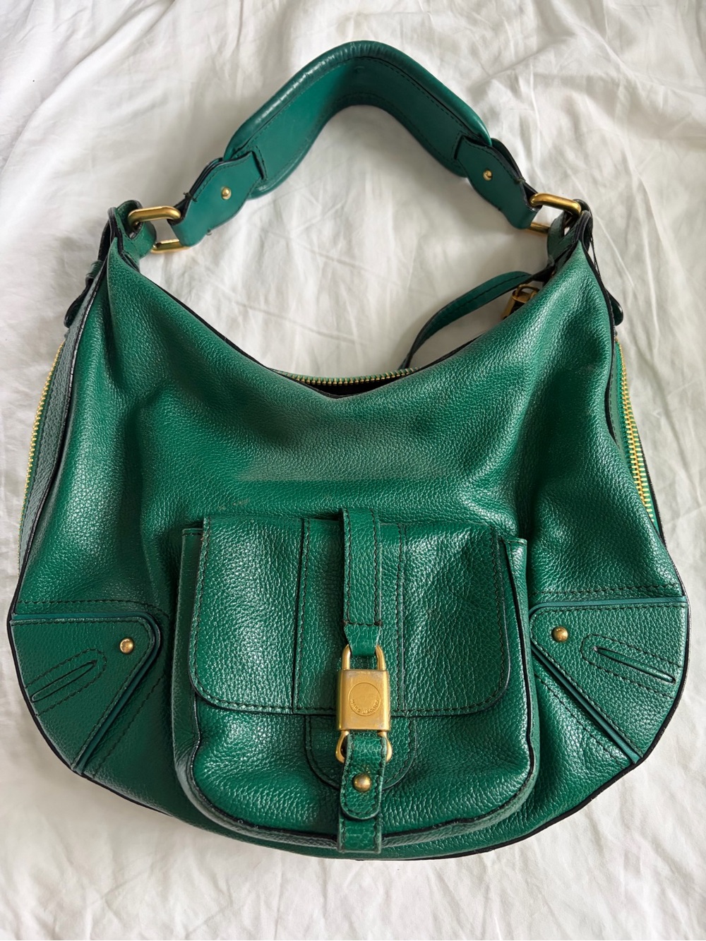 Marc Jacobs Emerald Green Pebbled Leather Hobo